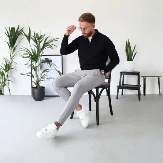 Lässiger herren-pullover mit halbem reißverschluss – herren