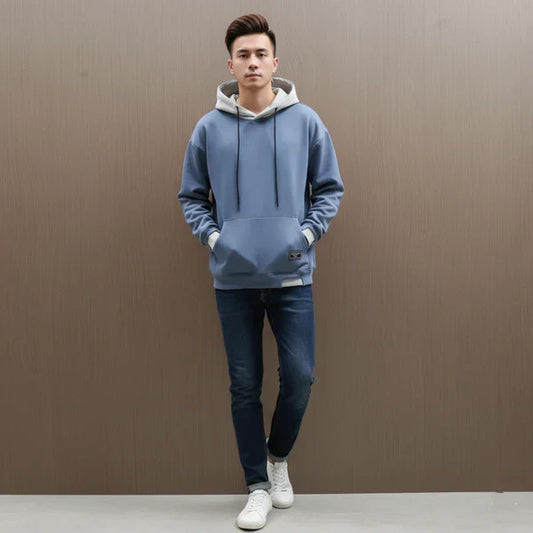 Oversize-hoodie für herren mit kordelzug und kontrastnähten – herren