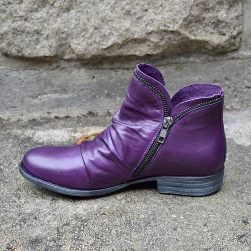 Lässige stiefeletten mit seitlichem reißverschluss – damen