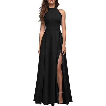 Schwarzes abendkleid mit schlitz - isabella