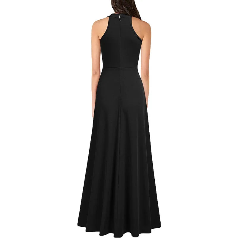 Schwarzes abendkleid mit schlitz - isabella