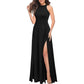 Schwarzes abendkleid mit schlitz - isabella
