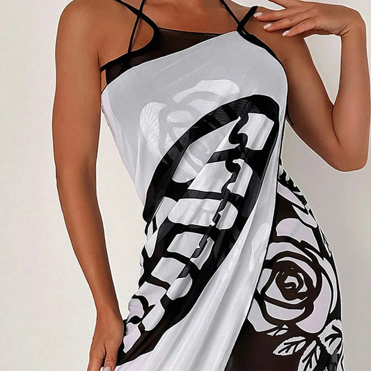 Elena - Schwarz-weißer Eleganz-Schalrock