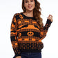 Orange-schwarzer Halloween-Pullover – Lisa