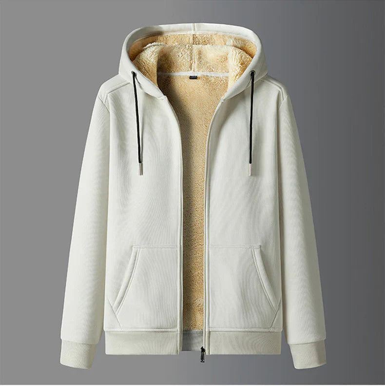 Mads – sherpa-gefütterte hoodie-jacke mit reißverschluss und kordelkapuze