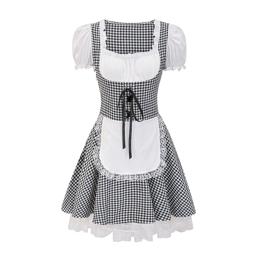 Shea | dirndl kleid mit karomuster und schnürung für frauen