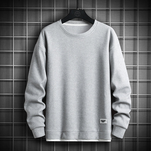 Johan – waffle-knit sweatshirt mit rundhalsausschnitt