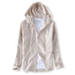 Schwarzer Leinen-Hoodie mit Knopfverschluss - Kai