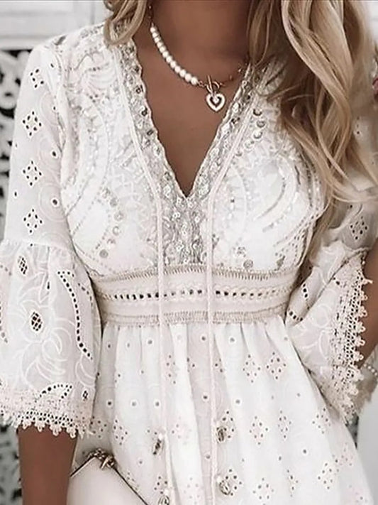 Beige Lace Maxi Dress - Sophia