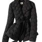 Elegante daunenjacke mit gürtel braun - Helena