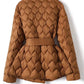 Elegante daunenjacke mit gürtel braun - Helena