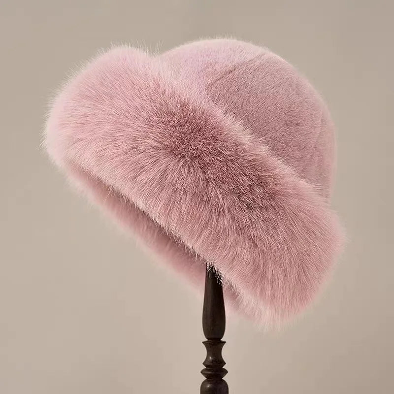 Damen Eleganter Fellhut Weiß - Amara
