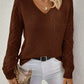 Strickpullover V-Ausschnitt Dunkelgrün - Ella