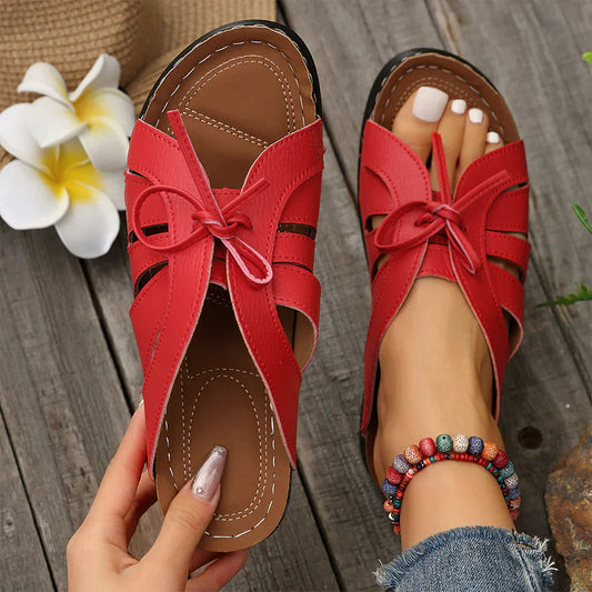 Fiona - Rote Komfort-Sandalen mit Keilabsatz