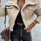 Dina lederjacke mit fleece-futter – warmer winter-lederlook