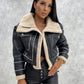Dina lederjacke mit fleece-futter – warmer winter-lederlook