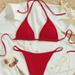 Zoey – blauer bikini mit hohem band und v-ausschnitt