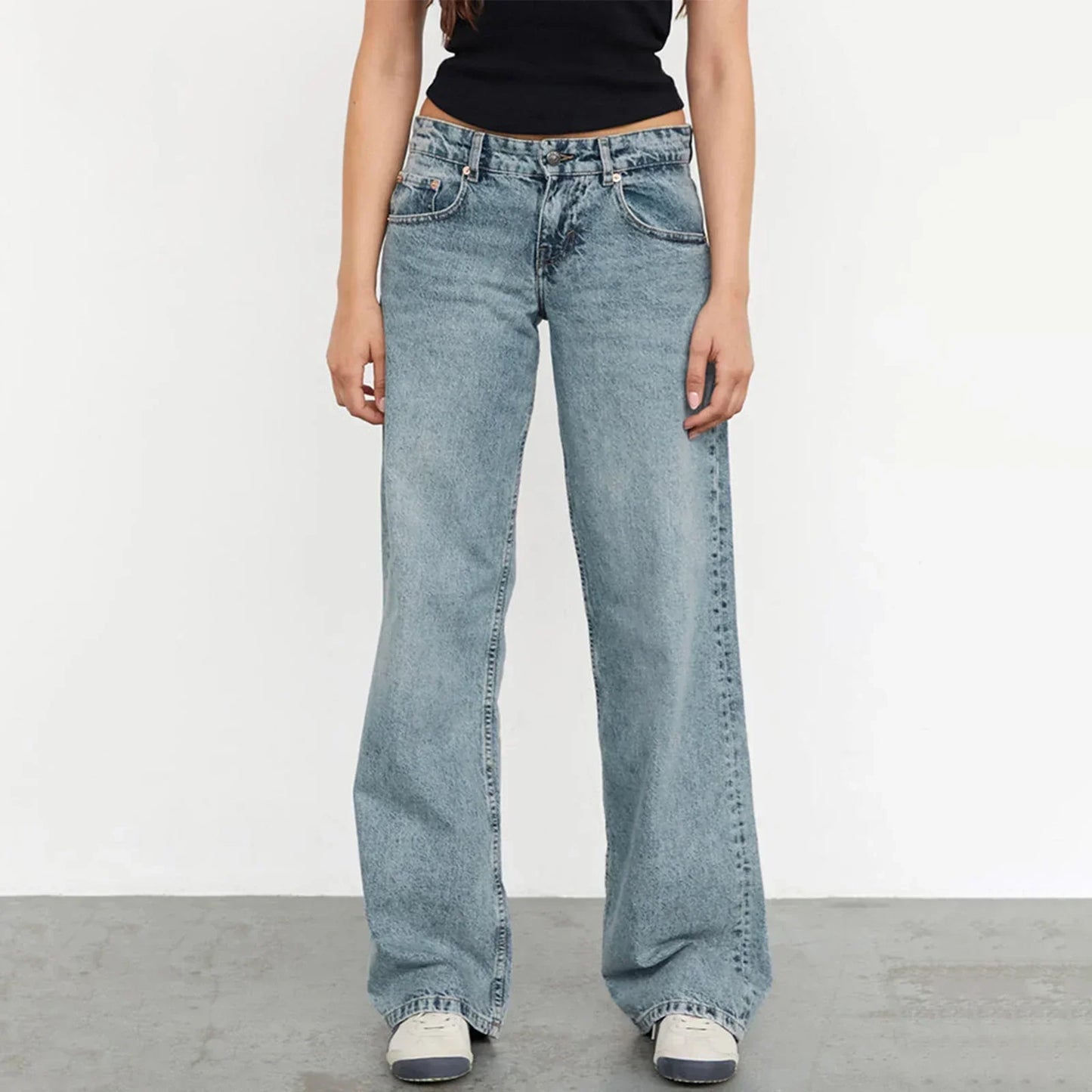 Vintage-jeans mit weitem bein für damen