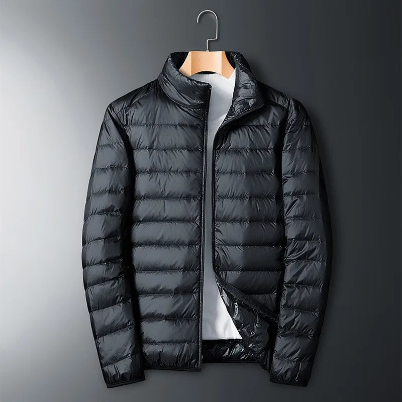 Herren daunenjacke mit stehkragen – kompakt & warm