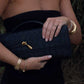 Schwarze Clutch mit Goldverschluss - Elina
