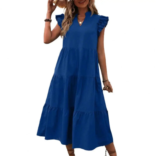 Sophie Azur - Marineblaues Rüschenkleid