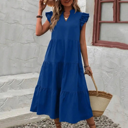 Sophie Azur - Marineblaues Rüschenkleid
