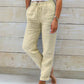 Beige Leinenhose für Damen