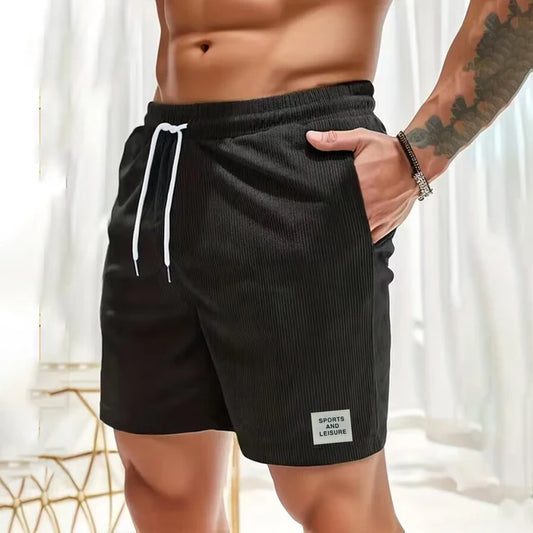 Leo - Schwarze Cord-Shorts mit Schnürung