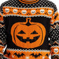 Schwarzer und oranger Halloween-Pullover mit leuchtendem Kürbis – LED Sweater Max