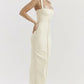 Nancy | mia ecru halterneck maxikleid