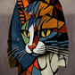 Kreativ bedruckte Jacke mit Katzenmotiv – Felix
