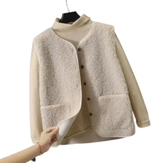 Oversized teddy-fleeceweste für damen