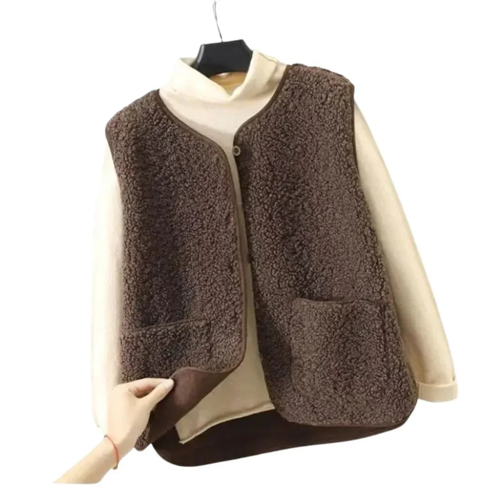 Oversized teddy-fleeceweste für damen