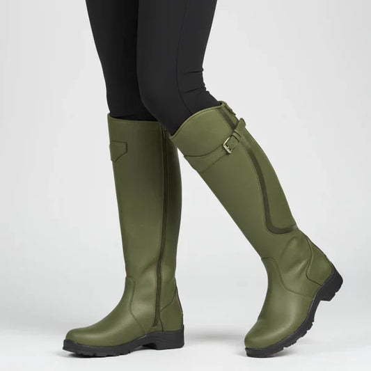 Damen-kniestiefel mit niedrigem absatz und reißverschluss – damen