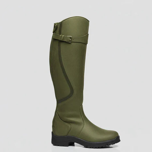 Damen-kniestiefel mit niedrigem absatz und reißverschluss – damen