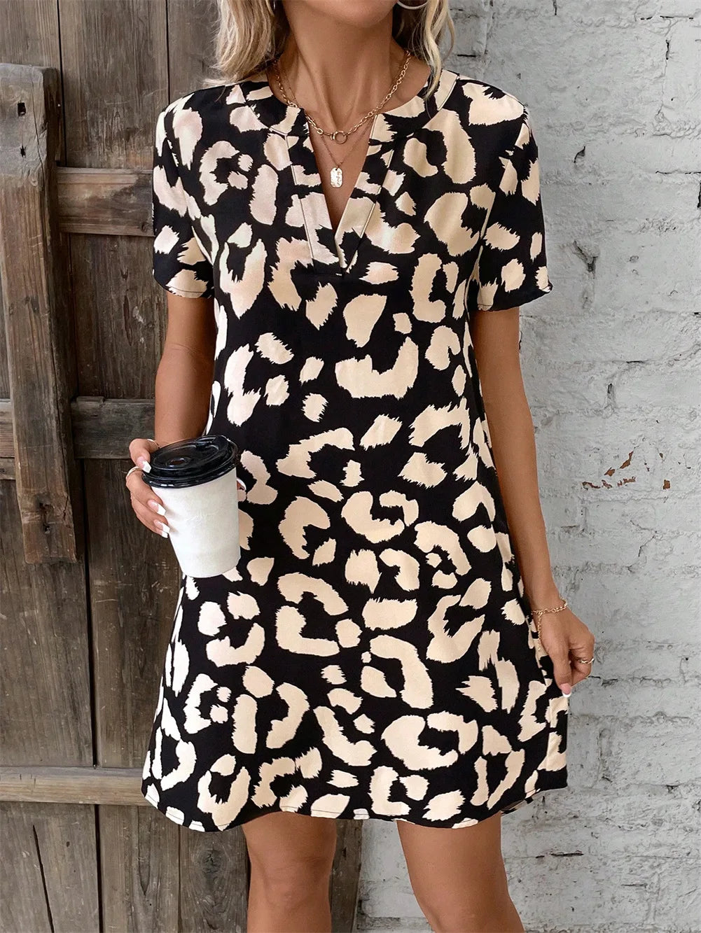 Zoe - Leopardenmuster A-Linien Kleid