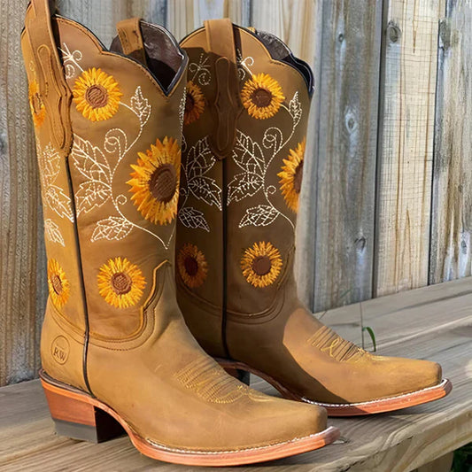 Bestickte kniehohe cowboystiefel für damen