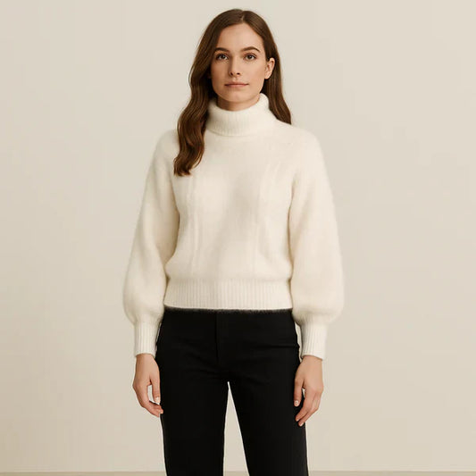 Flauschiger oversize-rollkragenpullover für damen – damen