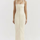 Nancy | mia ecru halterneck maxikleid