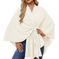 Eleganter Wickelponcho Ivory Weiß - Clara