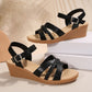 Schwarze Sommerkeilsandalen - Lena