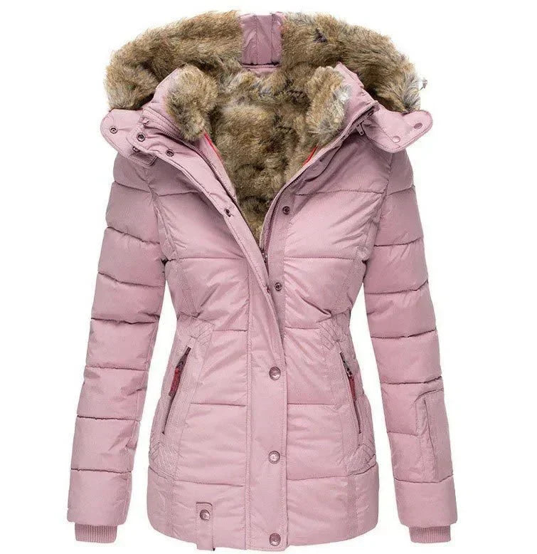 Damen-winterjacke mit kapuze aus kunstpelz und weichem futter – damen
