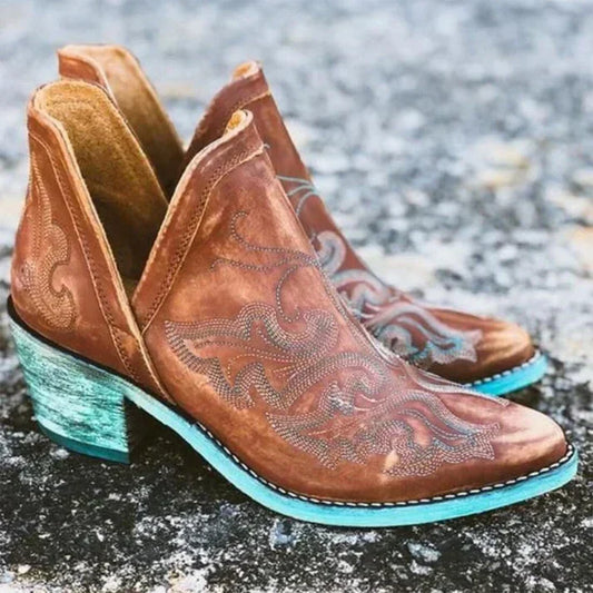 Ellie - lässige stiefeletten mit hohem absatz und kosakenspitze