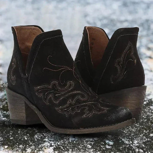 Ellie - lässige stiefeletten mit hohem absatz und kosakenspitze