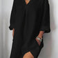 Legeres leinenkleid - v-ausschnitt & halbarm