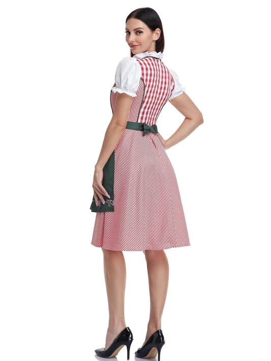 Carissa | dirndl kleid mit rosenbordüre und kontrastschürze für frauen