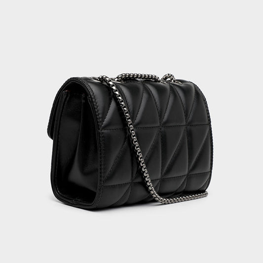 Elena - Gepolsterte Schwarze Crossbody-Tasche