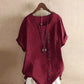 Kelly | unifarbenes kurzarm-bluse mit rundhalsausschnitt