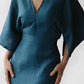 Sophia - Teal Wickelkleid Midilänge