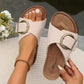 Beige-slipper - damen sandalen mit großer schnalle